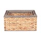 image 3 of Set of 3 Water Hyacinth With Grey Rope Border Rectangular Storage Basket | Brown | Brown | Not provided