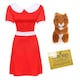 image 1 of Spoilt Golden Ticket Winner Costume, Dress, Ticket & Squirrel Red | S