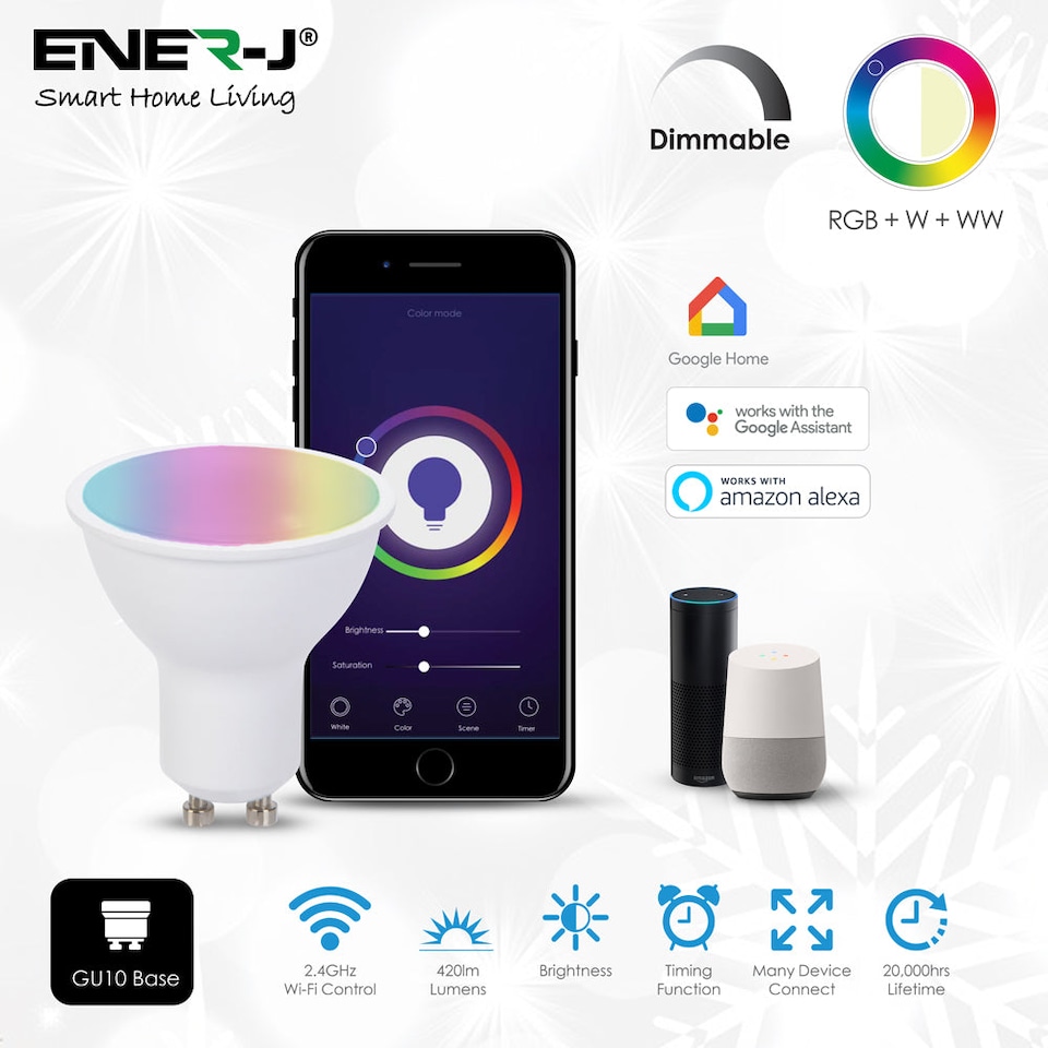 image 1 of 5W Smart WiFi GU10 LED Lamp Light Bulbs 5W, RGB W WW, Dimmable Colour Changing Mood Light bulb