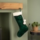 image 1 of 60cm Green Christmas Stocking with White Cuff and Pom Poms