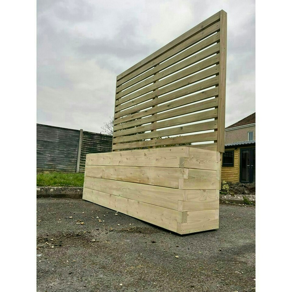 image 1 of Suffolk Planter and Trellis (Pack of 4) - Wood - L90 x W40 x H120 cm | Brown