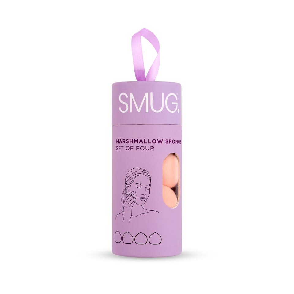 image 1 of SMUG Marshmallow Makeup Sponges - Set of 4 with Reusable Storage Tube
