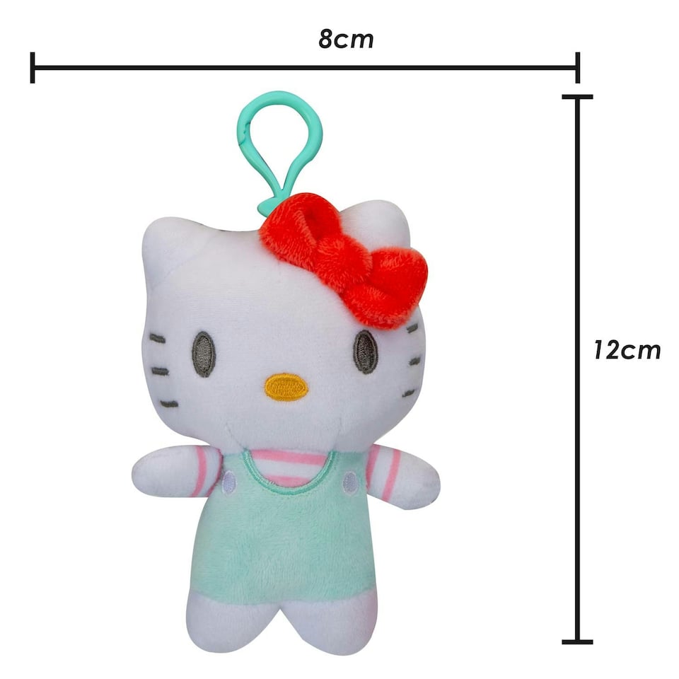 image 1 of Hello Kitty Soft Toy Clip On Kitty Cute Plush Huggable Cuddly 12cm Blue