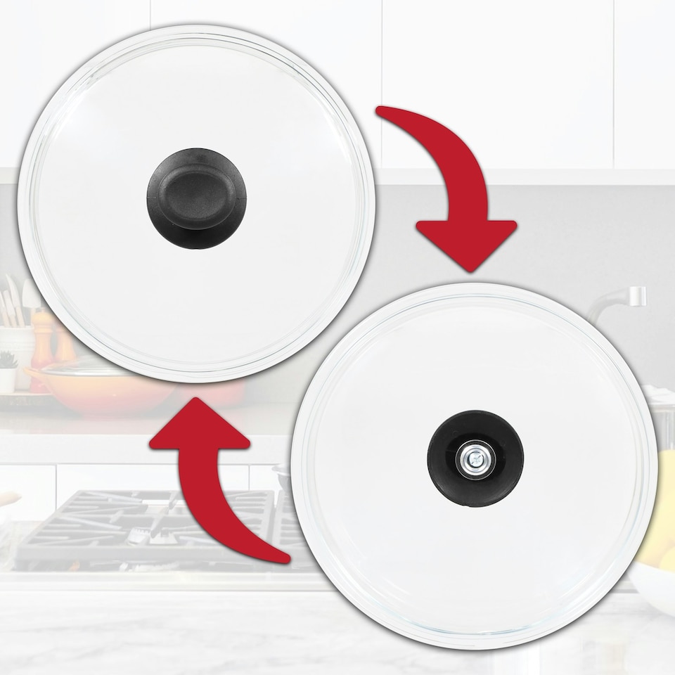 image 1 of SPARES2GO Glass Cookware Lid + Curved Handle Tempered Pan Pot Dish Cover Replacement Kit (20cm)