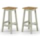 image 3 of Corona Pair of Black Live Edge High Breakfast Stools - Black or Grey Antique Wax Wood for Tall Tables | Grey | Grey | Regular | 1