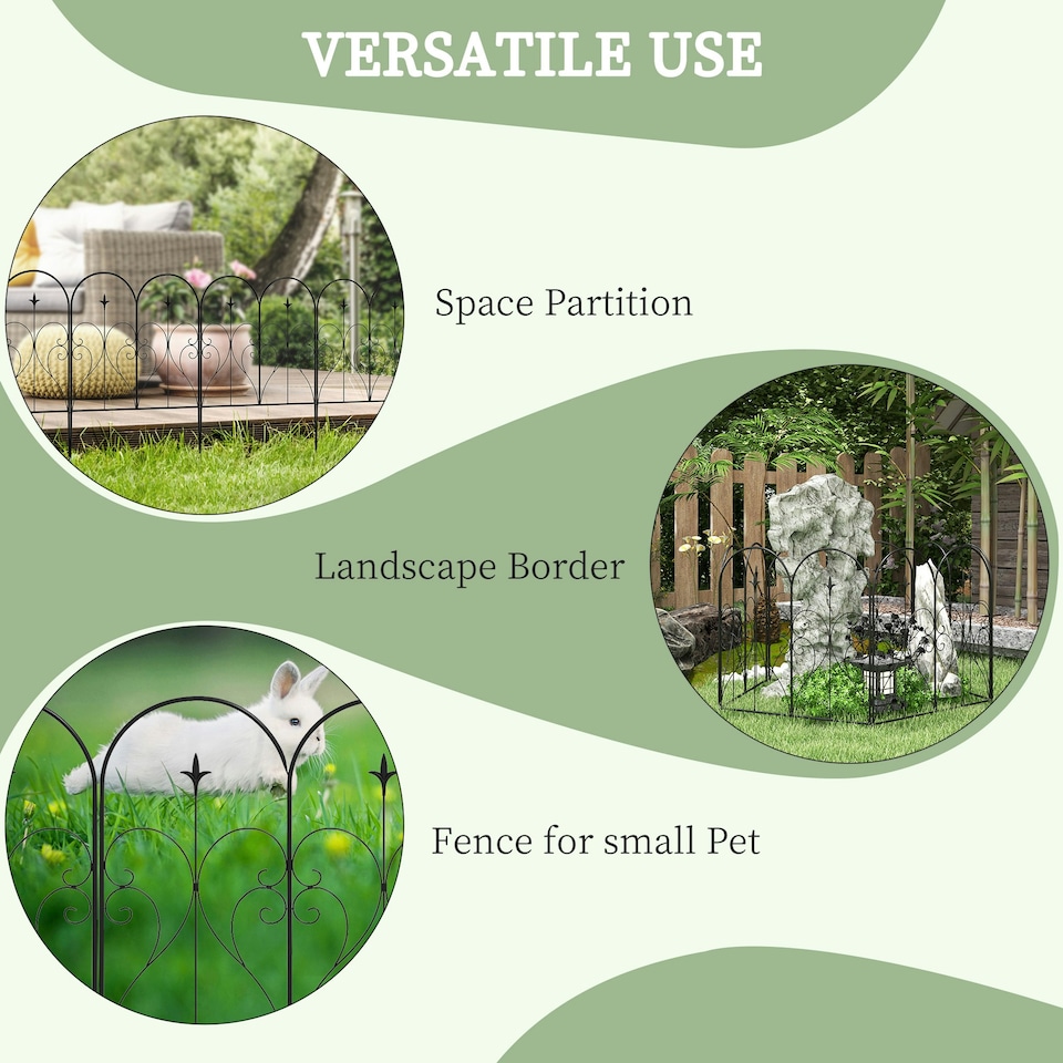 image 1 of Outsunny 5PCs Decorative Garden Fencing 32in x 10ft Metal Border Edging