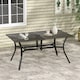 image 2 of Outsunny Garden Table with Parasol Hole for Patio, Deck, Brown