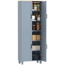 HOMCOM Modern Kitchen Cupboard Storage Cabinet with 4 Shelves, Black Grey