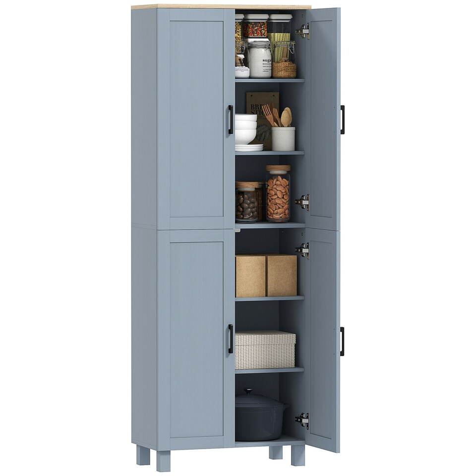 image 1 of HOMCOM Modern Kitchen Cupboard Storage Cabinet with 4 Shelves, Black Grey