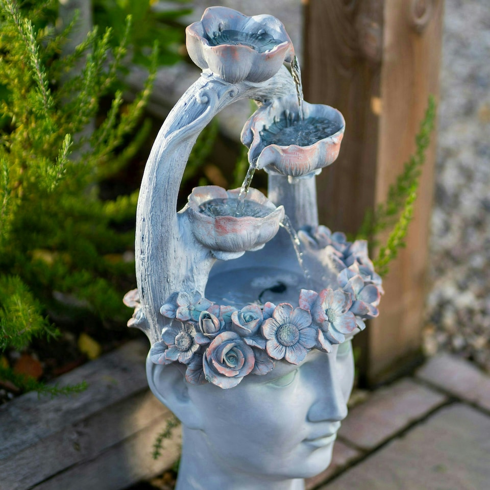 image 1 of Primrose Goddess Freyja Cascade Water Feature Tiered Waterfall with Lights 80cm