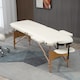 image 2 of HOMCOM Portable Massage Bed, Folding Spa Beauty Massage Table with 2 Sections, Carry Bag and Wooden Frame, Cream White