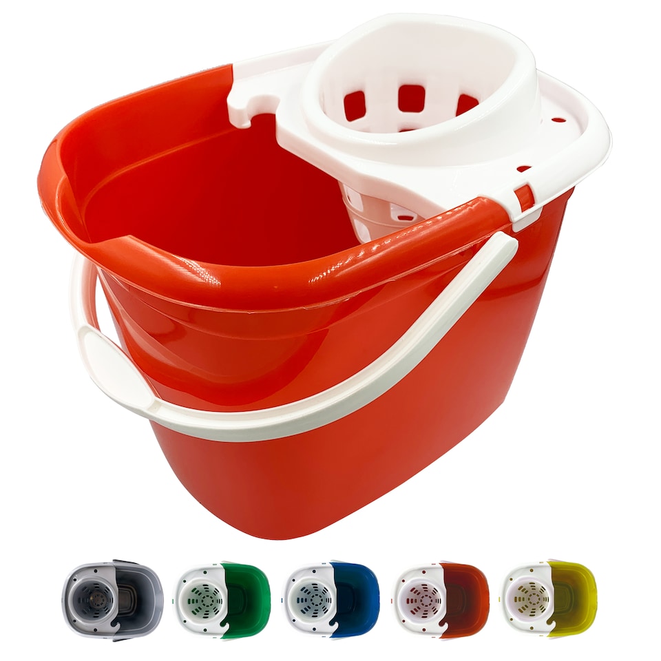 image 1 of Colour Coded Mop Bucket with Removable Wringer 12L Heavy Duty Plastic Cleaning Bucket for Home Kitchen and Catering