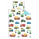 image 1 of PriceRightHome Childrens/Kids Trucks & Transport Duvet Cover Set - White/Blue/Red - Junior White | Single