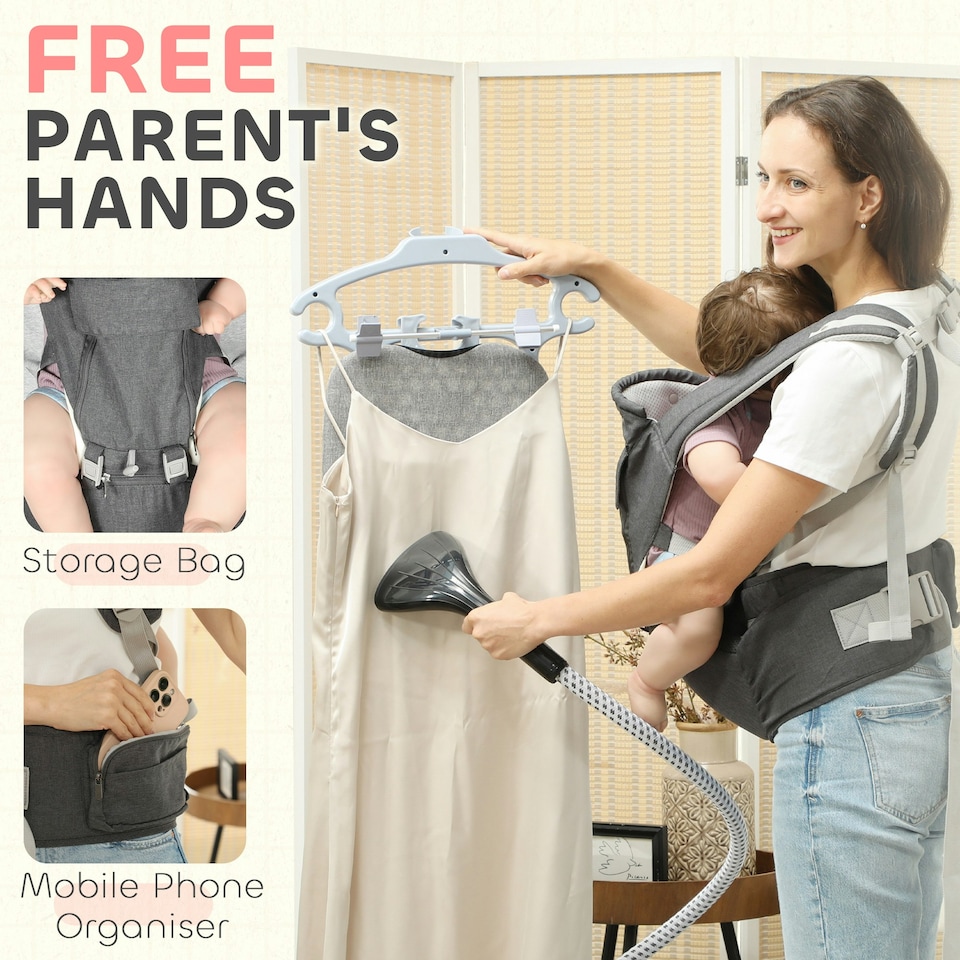 image 1 of AIYAPLAY 6-in-1 Baby Carrier for Newborn, Toddler with Removable Seat, Grey
