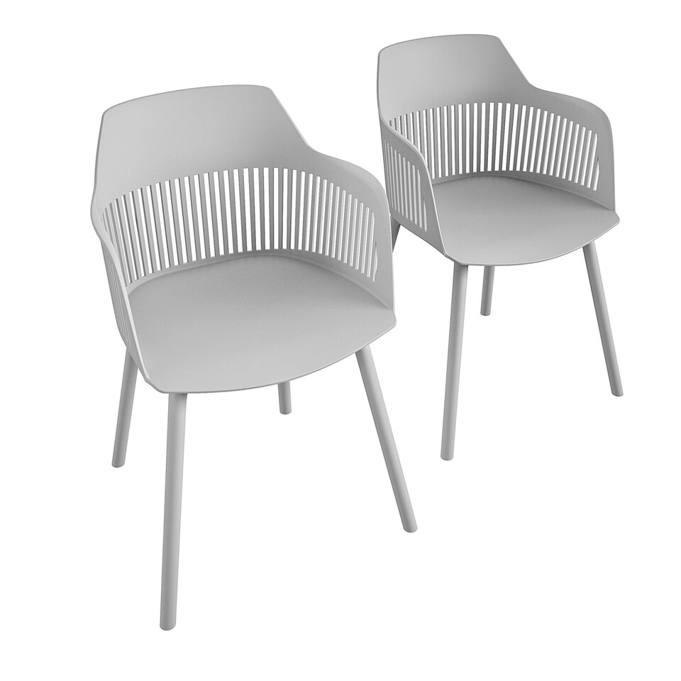 image 1 of CL Camelo Resin Chairs 2PK with open back in light grey Grey | Light Grey