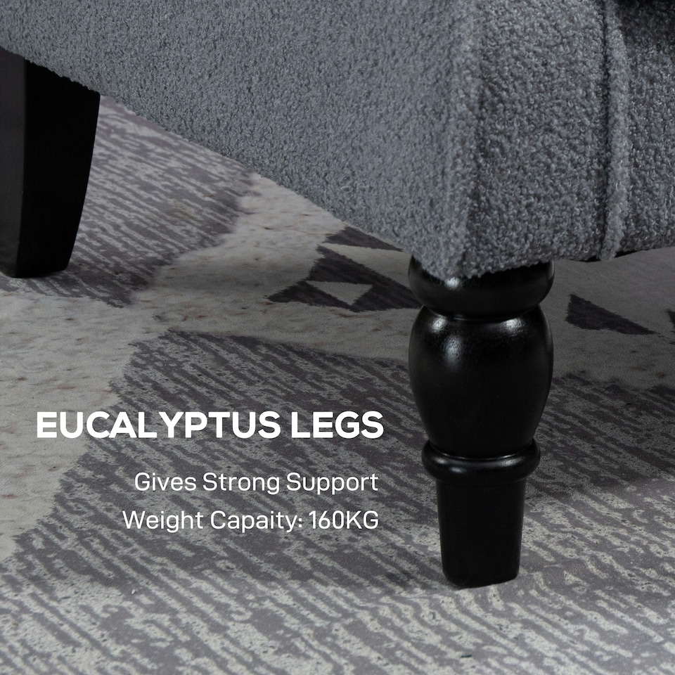 image 1 of HOMCOM Accent Armchair Home Furniture Retro Tufted Club Fabric Grey Grey