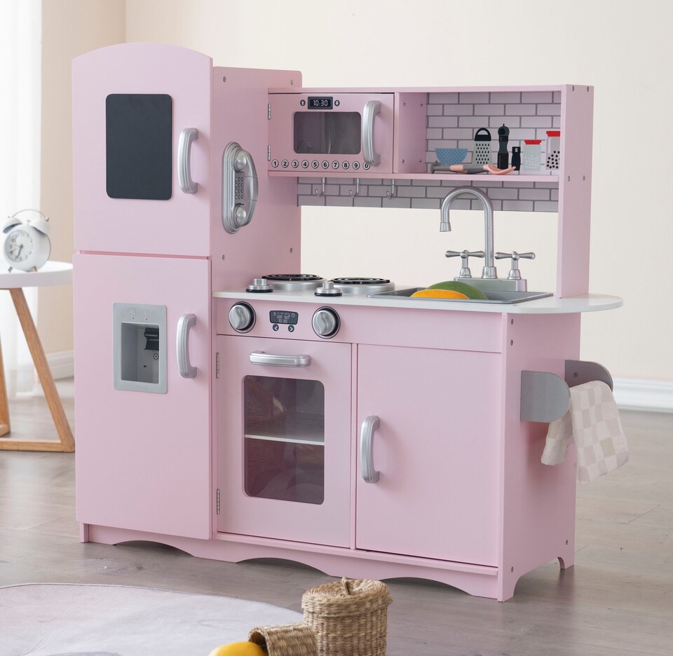 image 1 of Kidoz Signature Wooden Play Kitchen - Role Play Kitchen - Pink | Pink