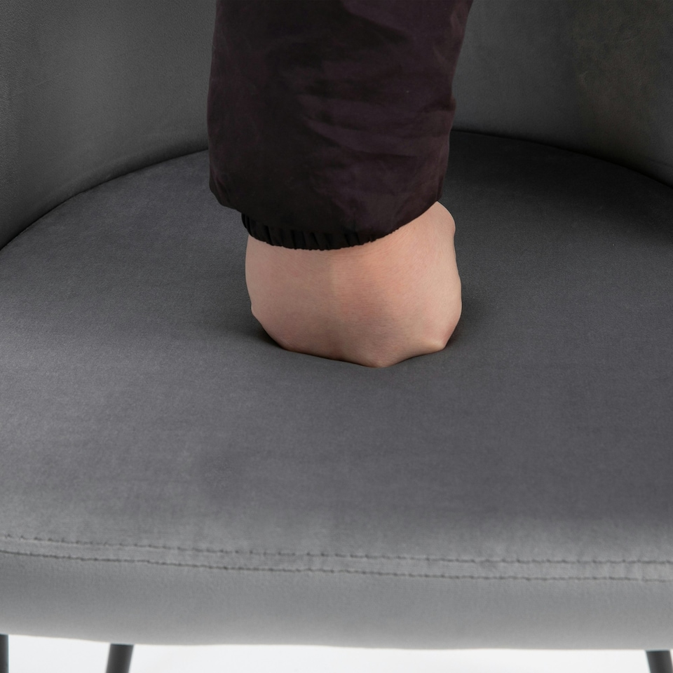 image 1 of HOMCOM Modern Set of 2 Upholstered Fabric Bucket Seat Dining Chairs, Grey
