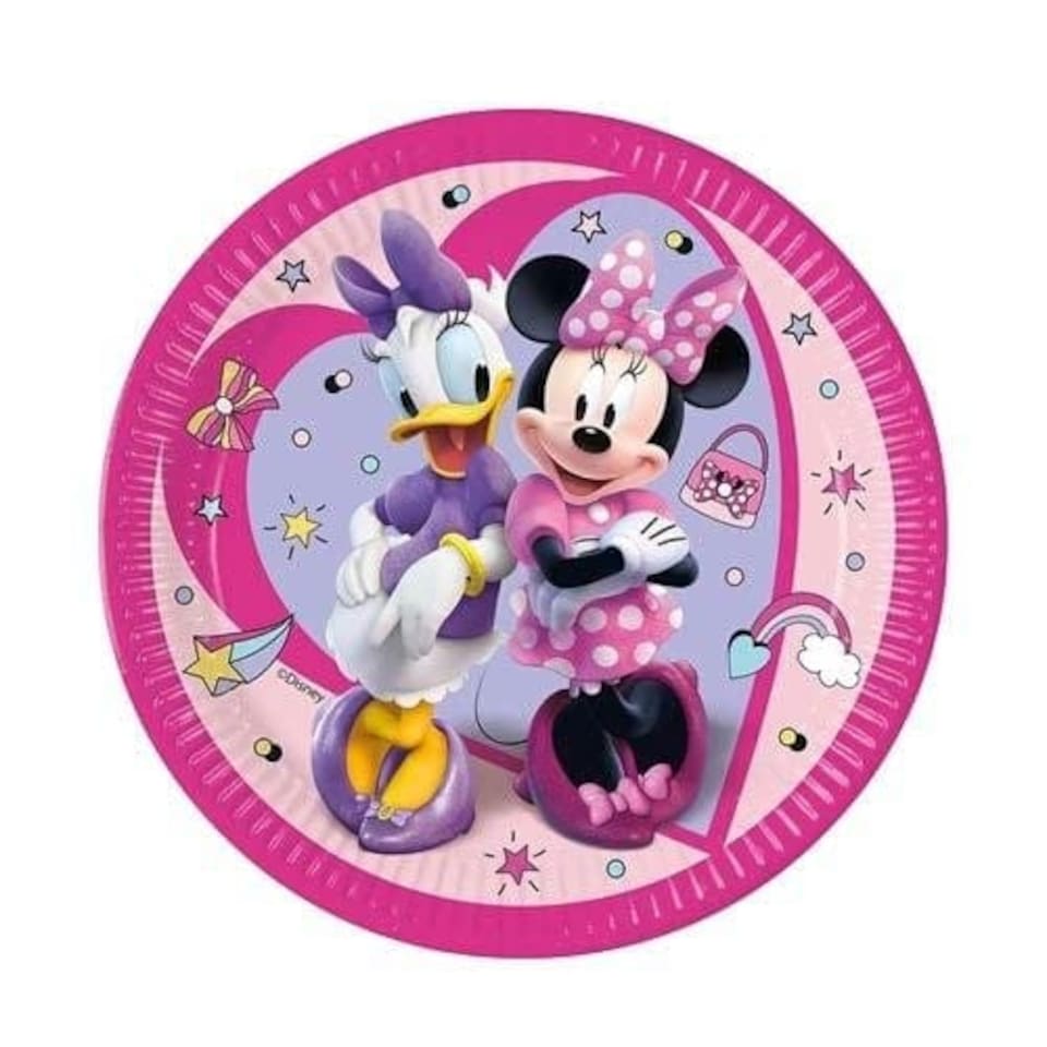 Minnie Mouse Junior Disney Round Paper Plates 23cm - Pack of 8 | Pink