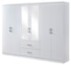 image 1 of Paddington 6 Door 2 Drawer Mirrored Wardrobe | White | Black Handles