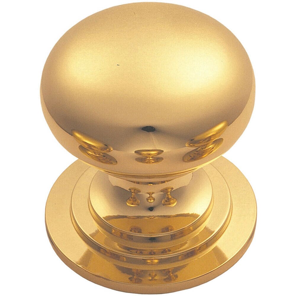 Loops Victorian Round Cupboard Door Knob 32mm Dia Polished Brass Cabinet Handle in Metallics