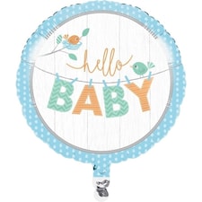 Creative Party Hello Baby Round Baby Shower Foil Balloon - Blue/White - One Size
