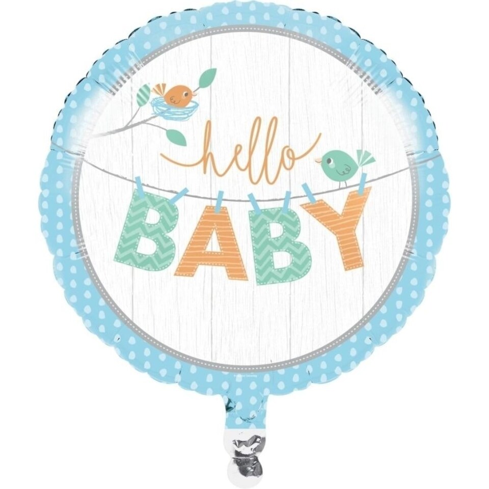 Creative Party Hello Baby Round Baby Shower Foil Balloon - Blue/White - One Size