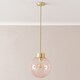 image 3 of ValueLights Frenchie Pink Glass Globe Brushed Gold Capped Ceiling Pendant Light with Bulb | Gold