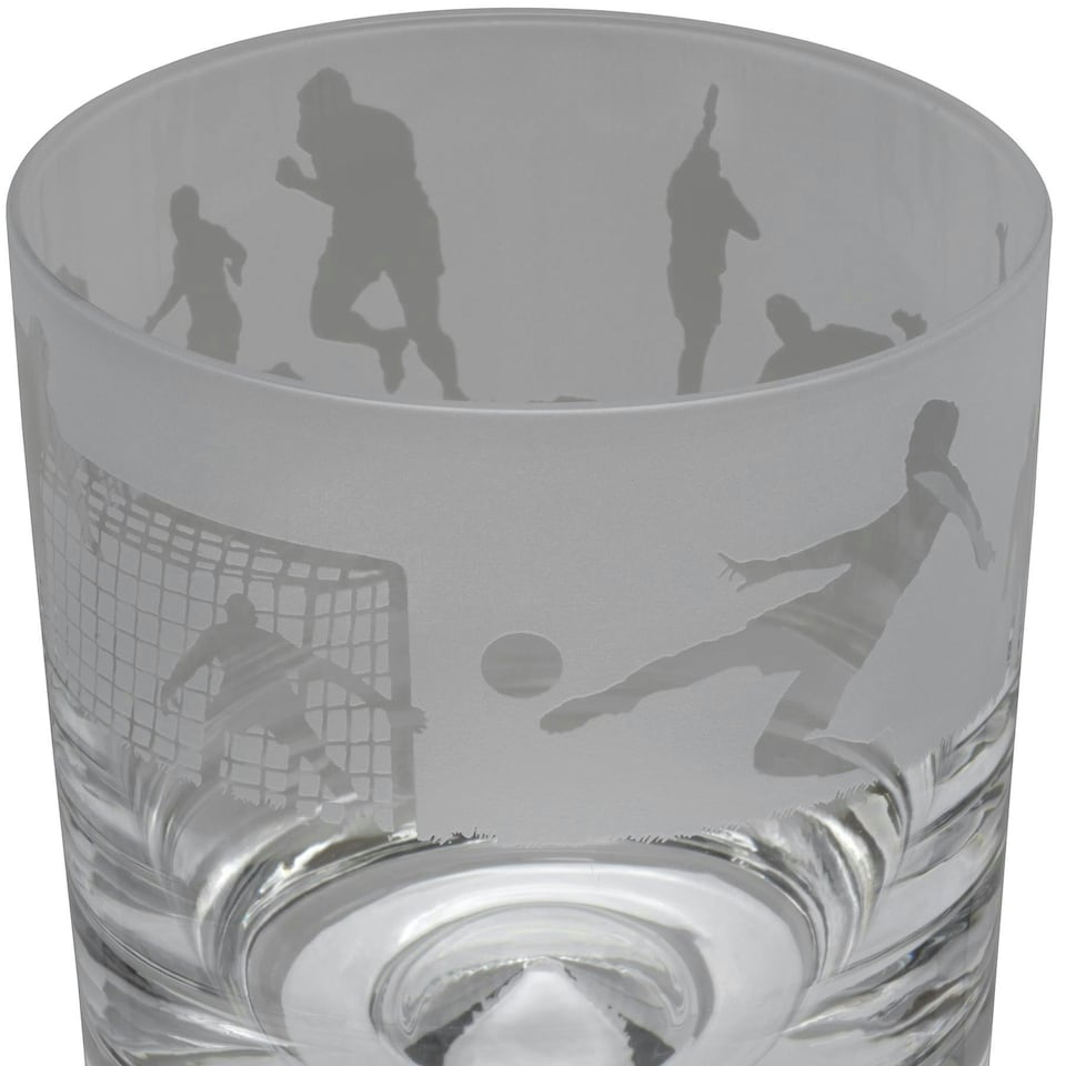 Animo Glass Whisky Tumbler Etched Glass Football