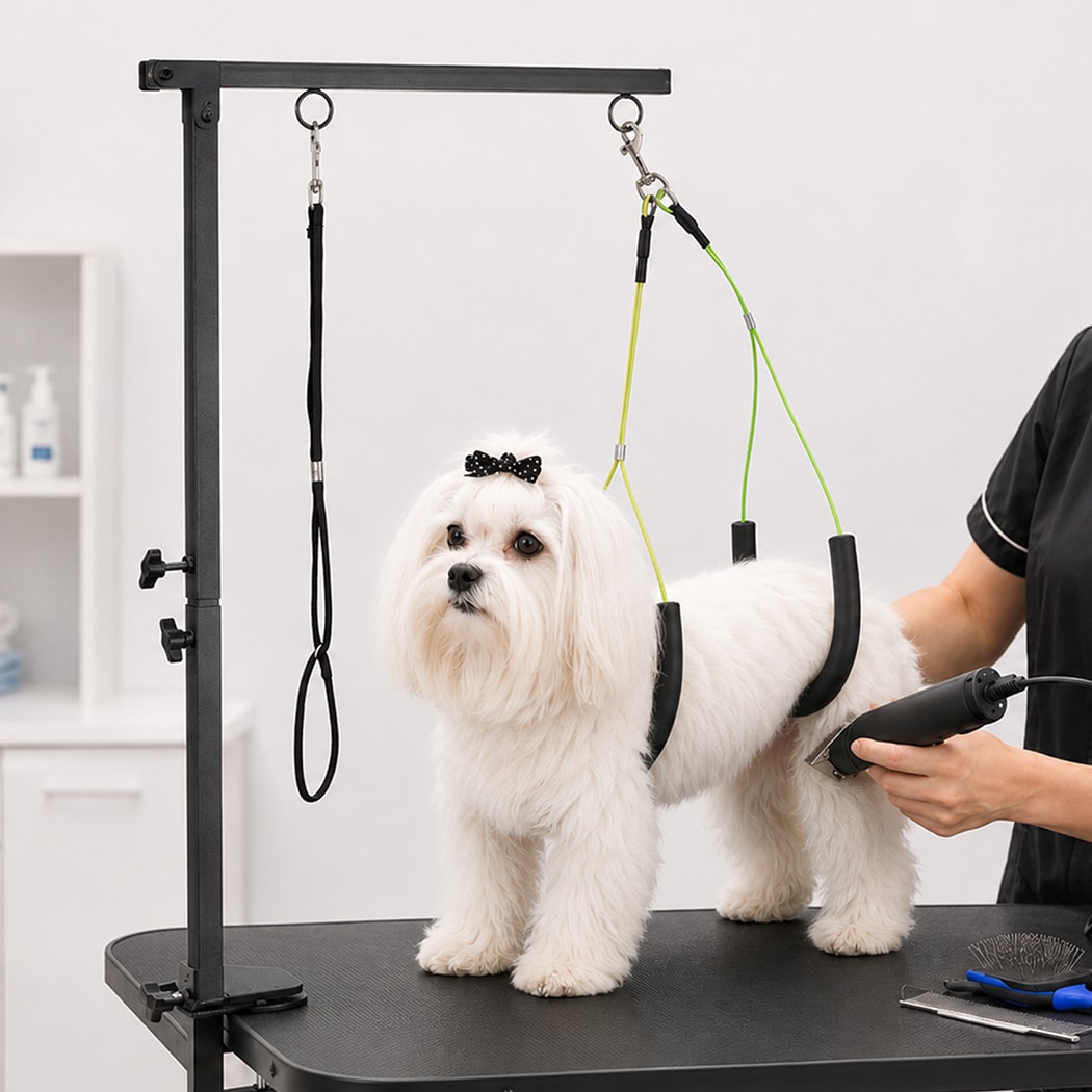 Skylos Dog Grooming Table Arm Adjustable 270° Steel Clamp Hammock for Home Black