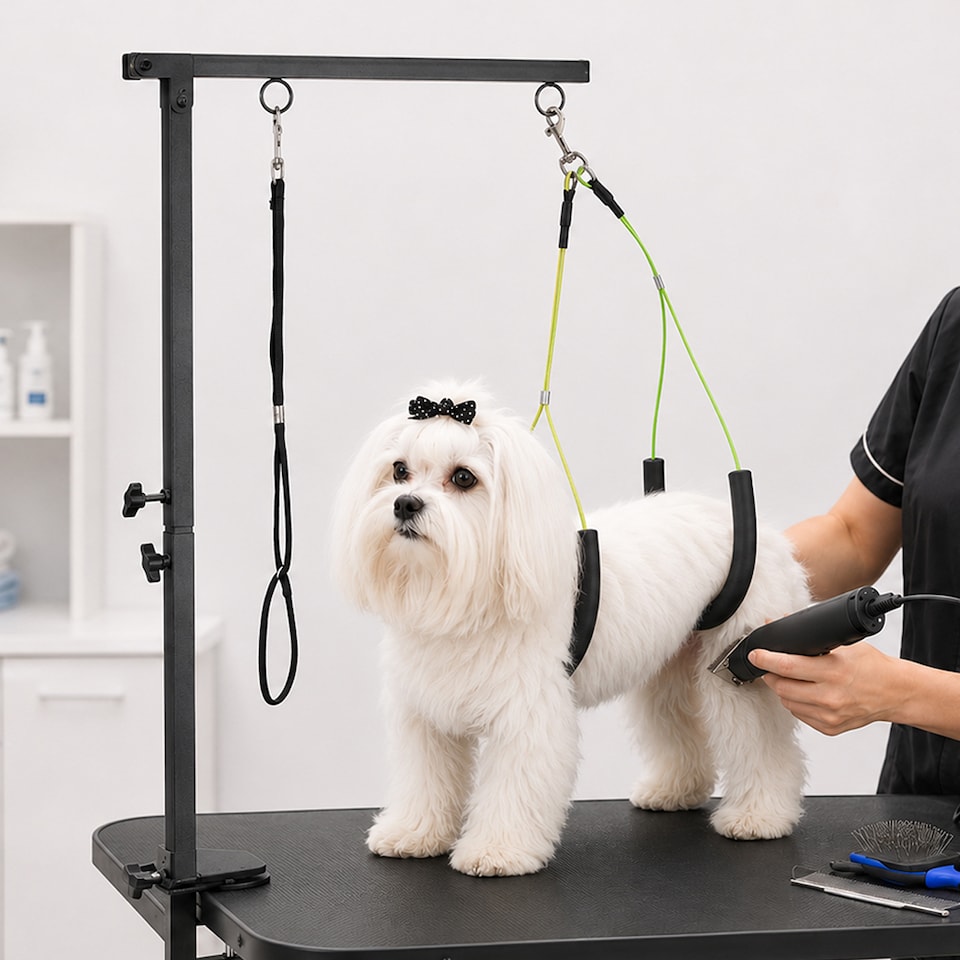 image 1 of Skylos Dog Grooming Table Arm Adjustable 270° Steel Clamp Hammock for Home Black