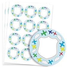 Planes Design 60mm Round Sticker sheet of 12