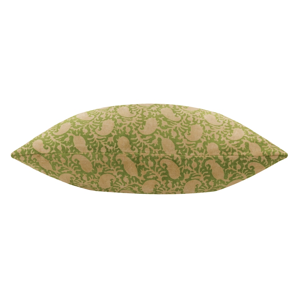 image 1 of Paoletti Printed Velvet Cushion, Verdie/Natural, 40 x 60cm