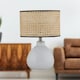 image 5 of First Choice Lighting Tuscan White Ceramic Lamp with Natural Cane Shade White | Brown