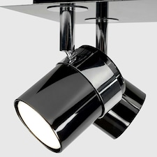 ValueLights Modern Rectangular 6 Way Adjustable Ceiling Spotlight In Black Chrome Finish