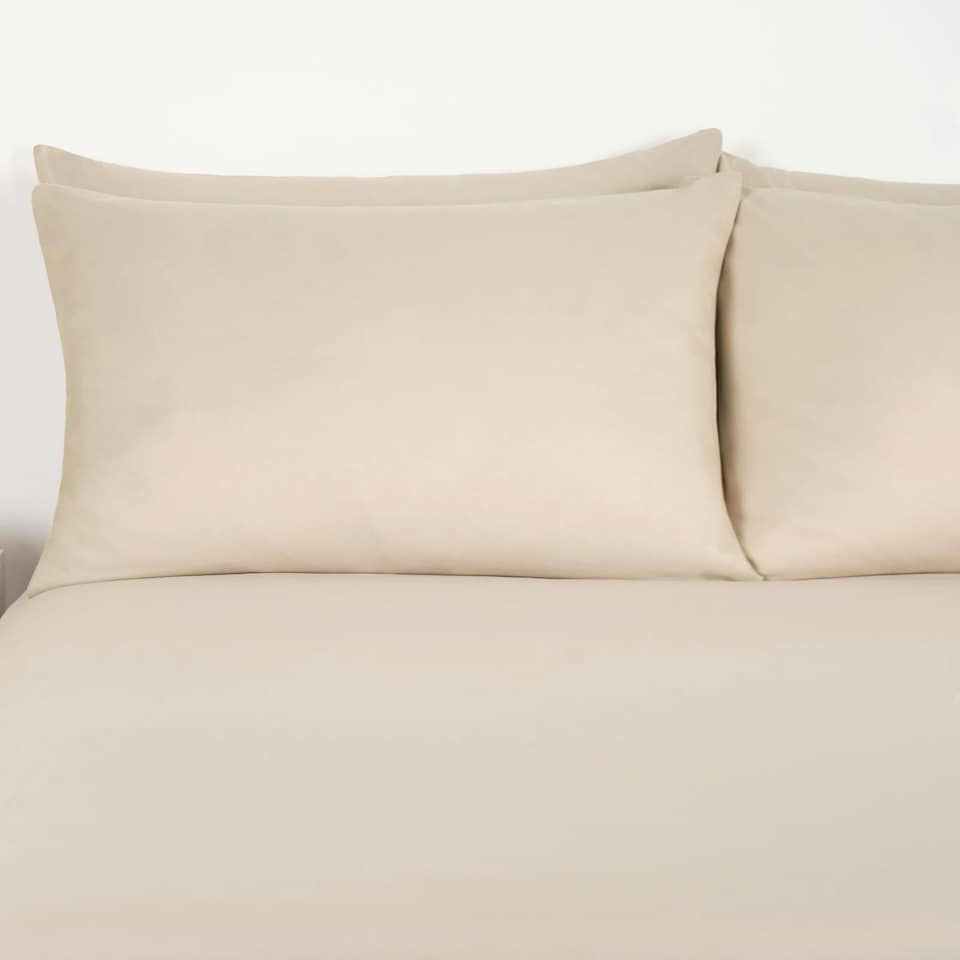 image 1 of OHS Plain Fitted Bed 25cm Deep Elasticated Sheet, Super King - Natural
