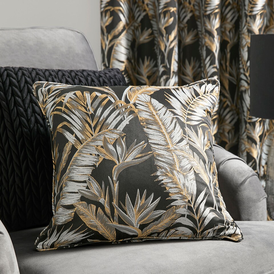 image 1 of Laurence Llewelyn-Bowen Paradise Palm Filled Cushion Black