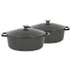image 1 of Argon Tableware Oval Cast Iron Casserole Dishes - 4.68L - Slate Grey - Pack of 2 | Grey | Slate Grey | 2