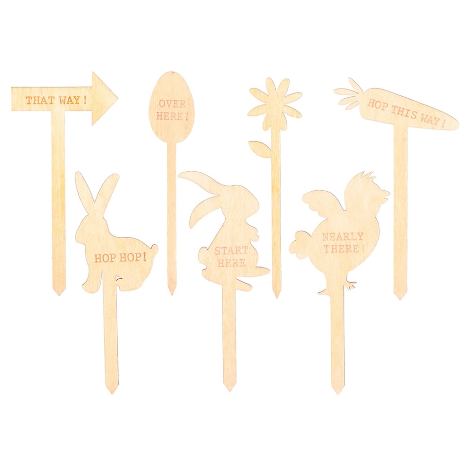 image 1 of Nicola Spring Easter Egg Hunt Signs - 15cm - Natural - Pack of 7