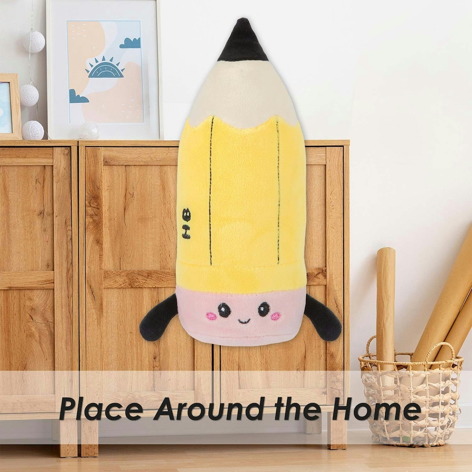 image 1 of Pencil Soft Toy Cute Plushie Huggable Cuddly Stuffed Toy 16cm Yellow