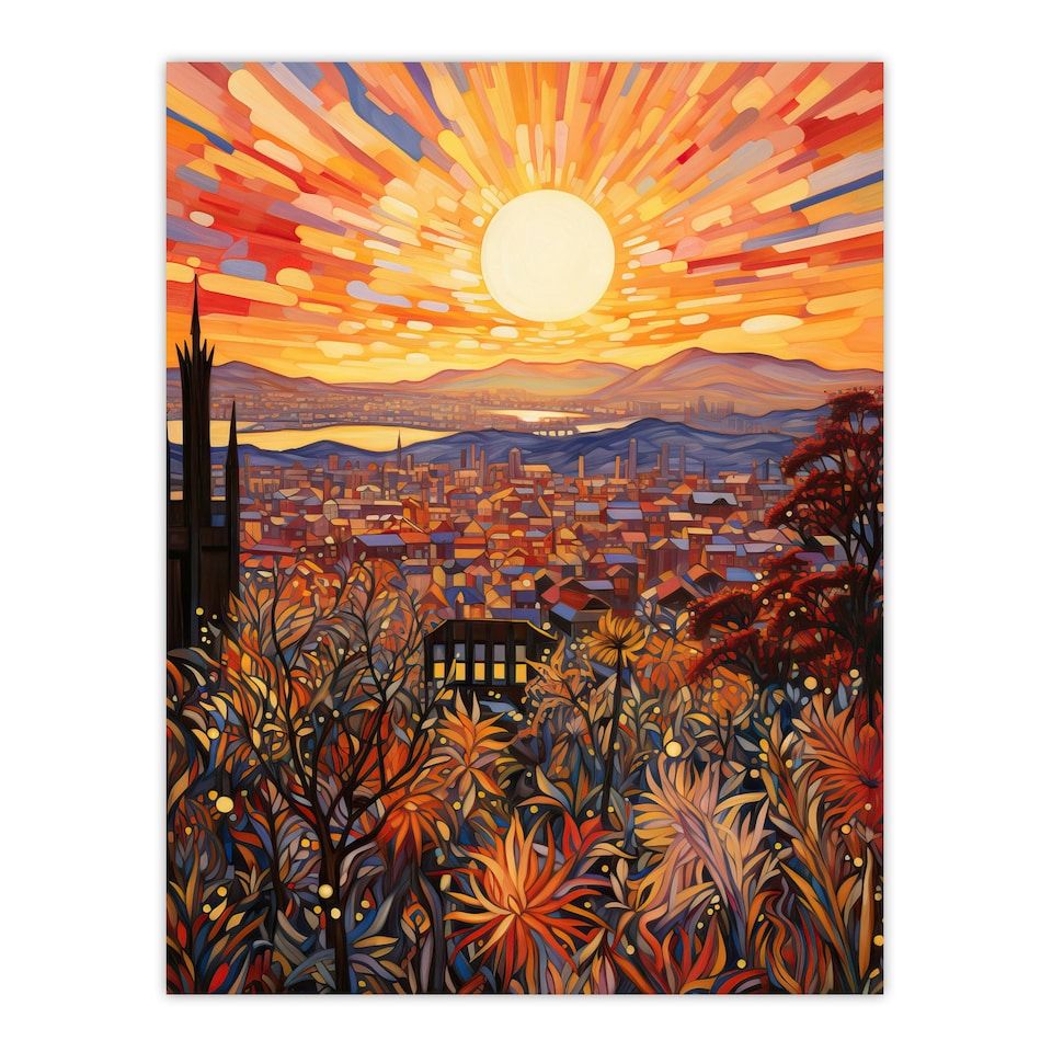 image 1 of La California Sunrise Over San Gabriel Home Decor Black Framed Wall Art Print A4