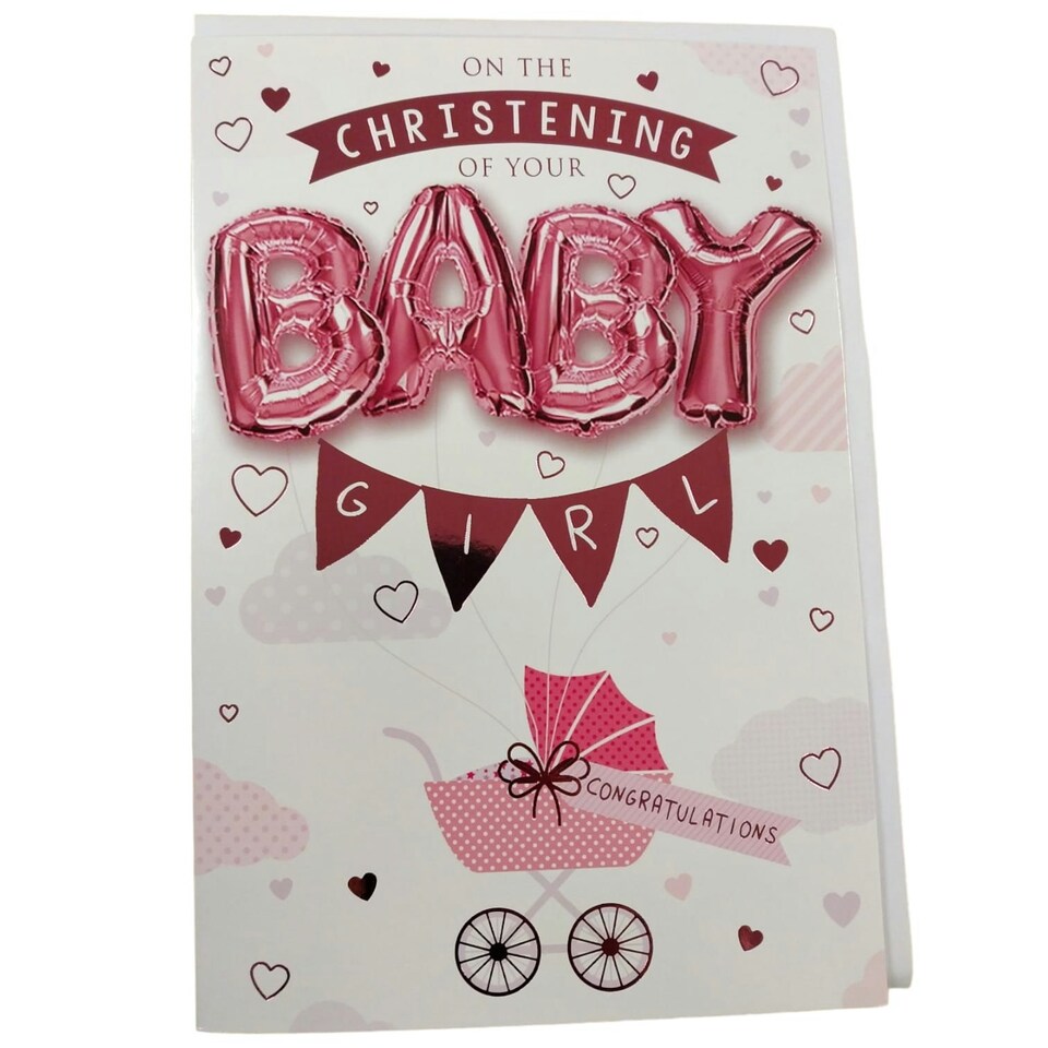 image 1 of On the Christening of your Baby Girl Balloon Boutique Greeting Card