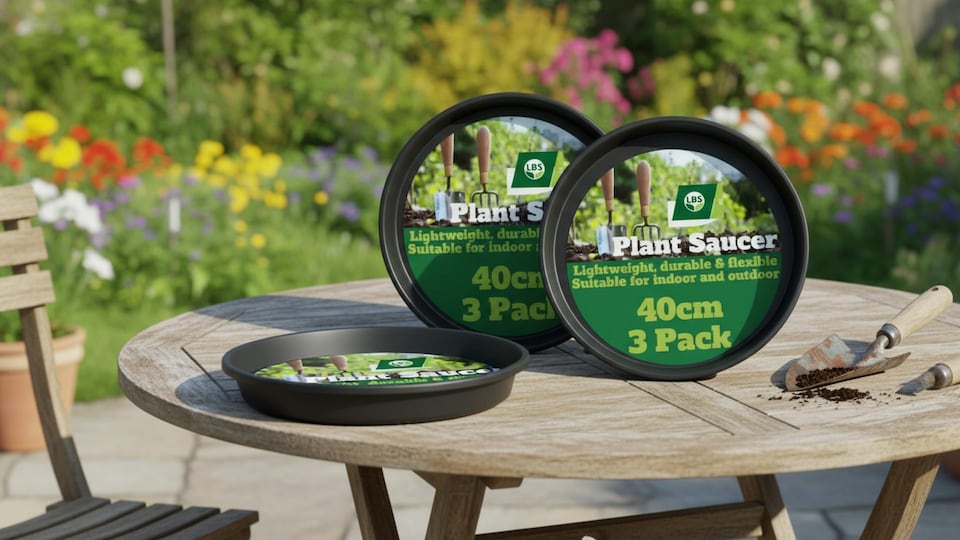 image 1 of 3 Pack 40cm Heavy Duty Plant Pot Saucers Planter Trays for Decking Outdoor Surfaces Deep Dish UV Resistant
