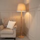 image 3 of ValueLights Victoria Light Wood Traditional Stem Floor Lamp with Grey Fabric Tapered Shade and LED Bulb