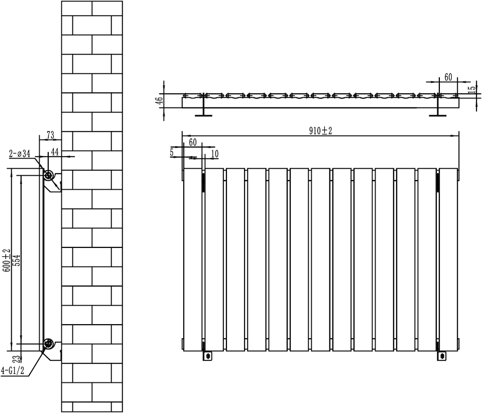 image 1 of Flat Single Column Radiator 600 x 910mm White