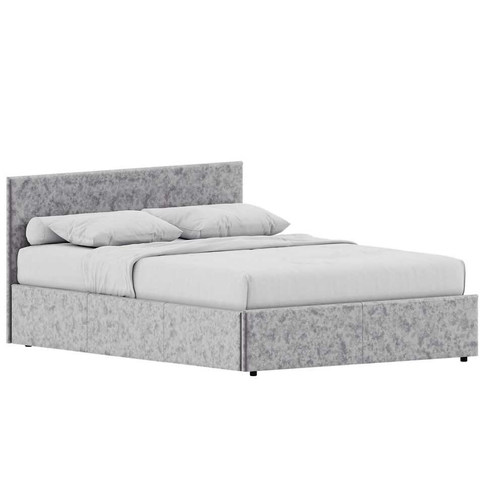 image 1 of Vida Designs Veronica 5ft King Size Ottoman Bed Storage Fabric Upholstered, Silver Velvet, 150 x 200cm