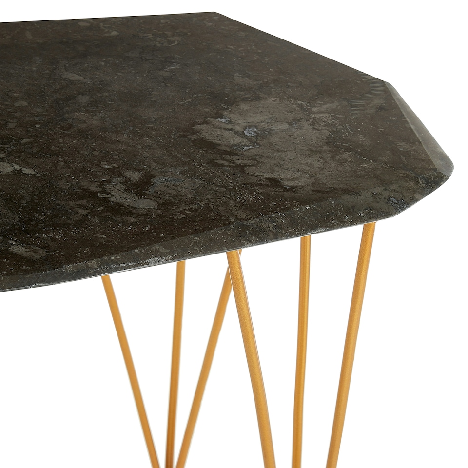 image 1 of Durable Large Black Marble Top Side Table, Modern Metal Side Table, Chic Constructed Modern Side Table Black