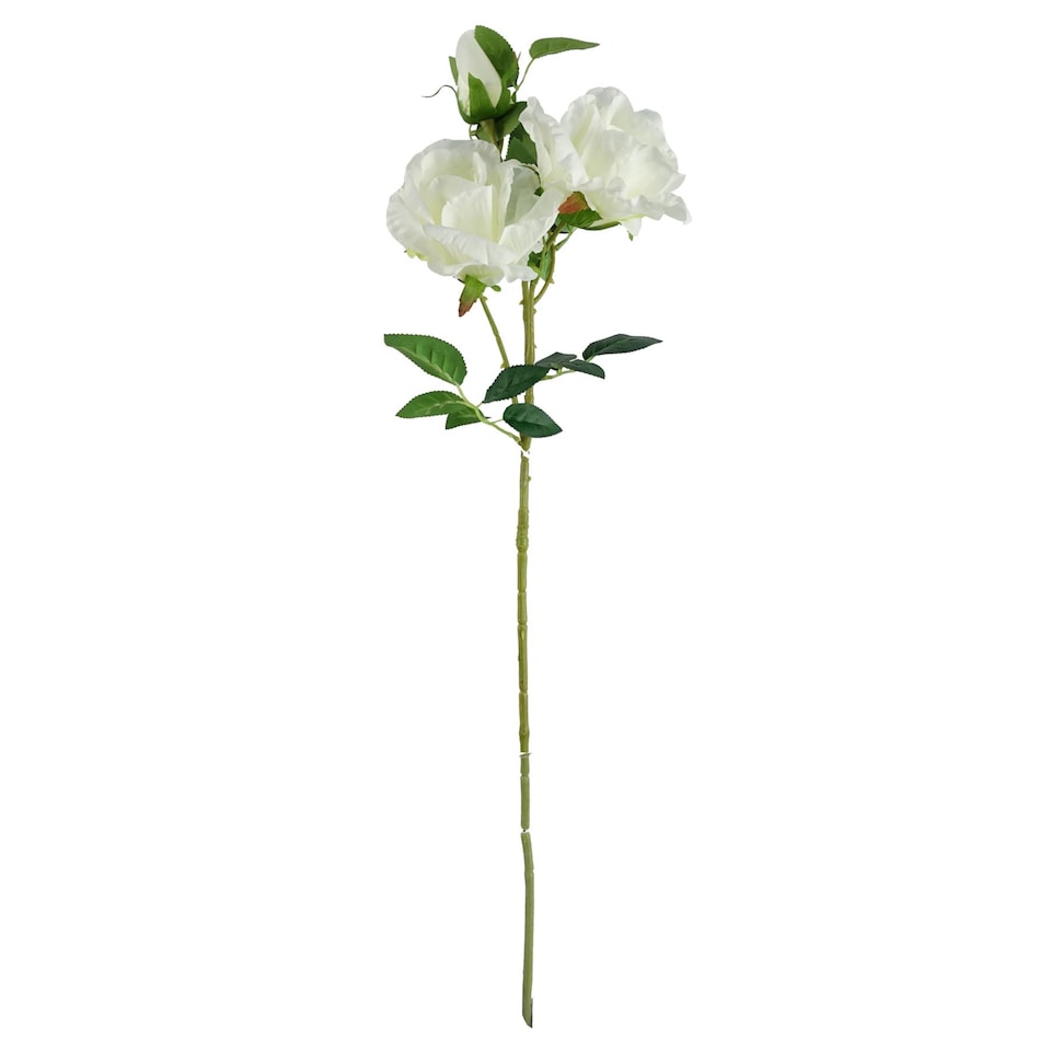 image 1 of Artificial 100cm Pink Blossom White Rose Arrangement Glass Vase