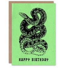 Snake Serpent Retro Vintage Style Drawing Birthday Card