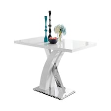 Furniturebox Atlanta Chrome Metal And White High Gloss 6 Seater Dining Table
